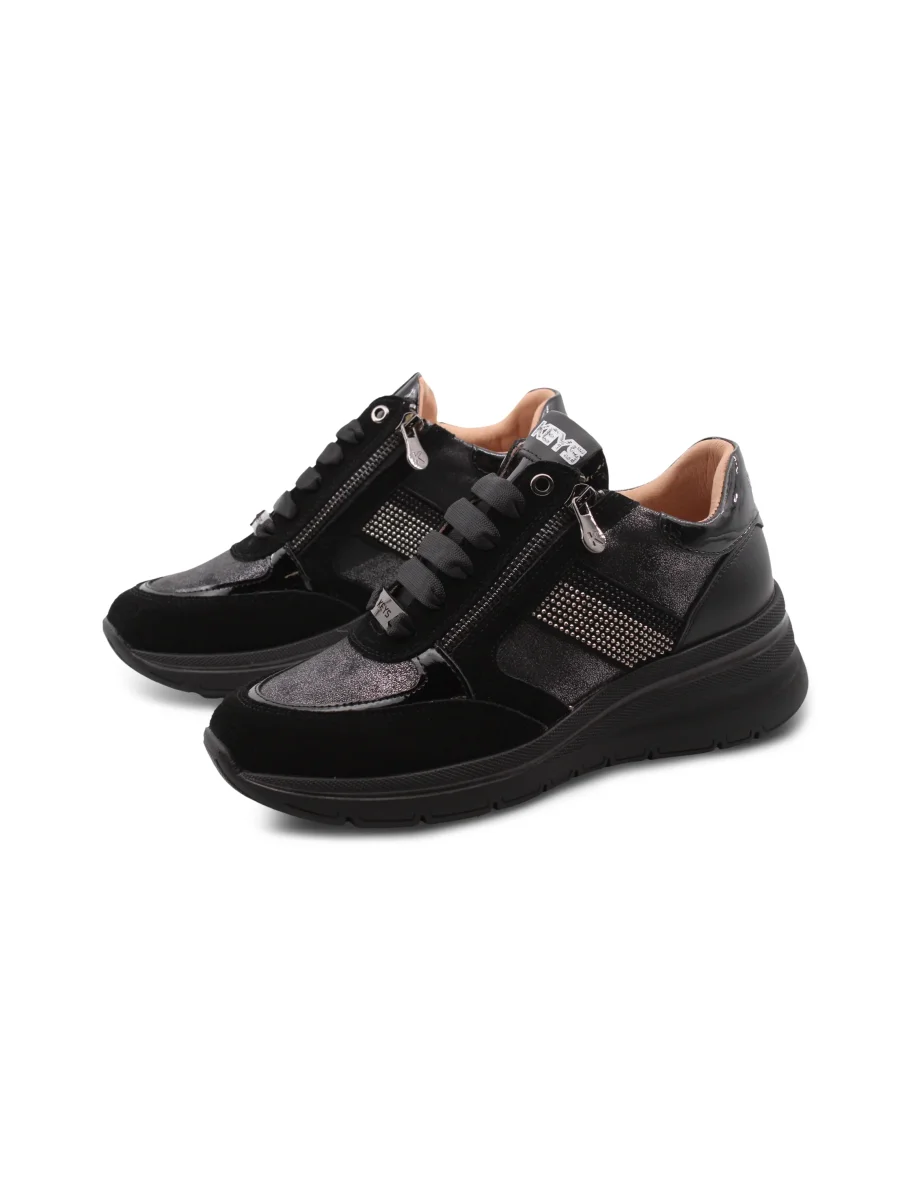 Sneaker zeppa con strass da donna - immagine 5