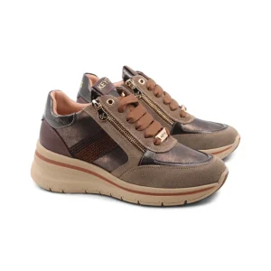 Sneaker zeppa con strass da donna