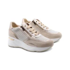 Sneaker zeppa con con doppia zip donna