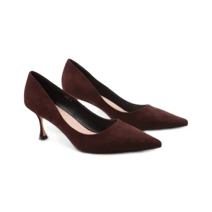 Décolleté scamosciata marrone da donna