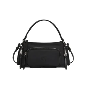 Borsa a spalla in satin e nylon donna