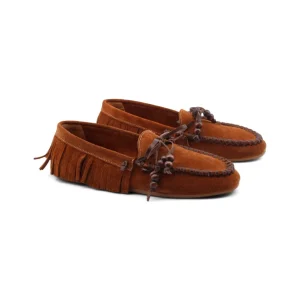 Mocassino scamosciato con frange donna
