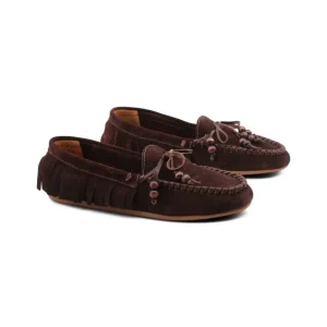 Mocassino scamosciato con frange donna