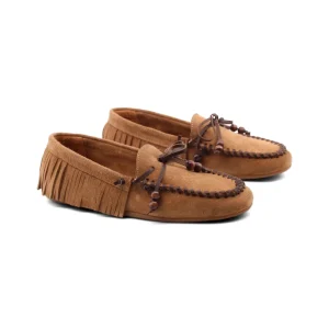 Mocassino scamosciato con frange donna