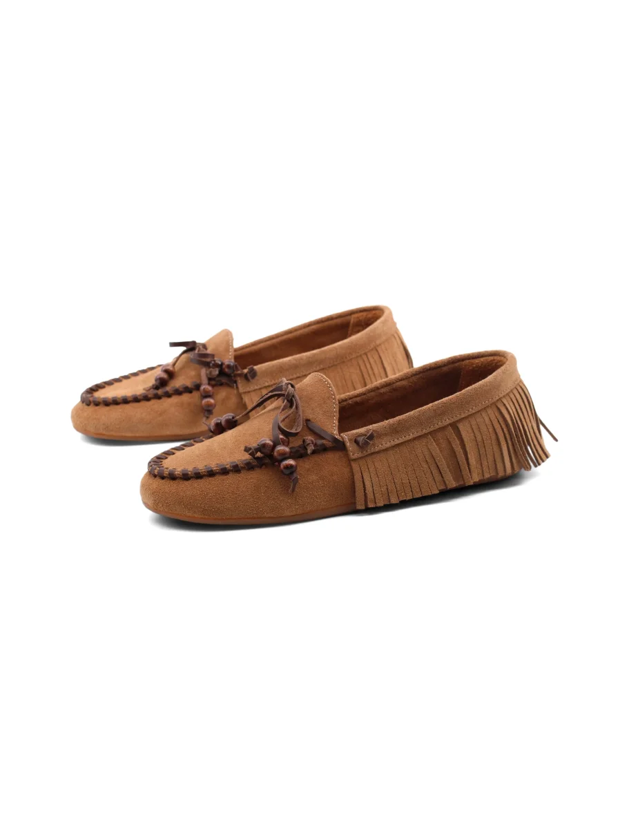 Mocassino scamosciato con frange donna - immagine 4