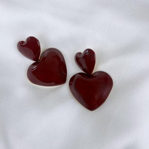 Orecchini Cuore Bordeaux