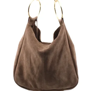 Borsa scamosciata da donna in pelle