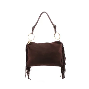 Borsa scamosciata con frange da donna