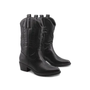 Stivale texano nero con ricami da donna