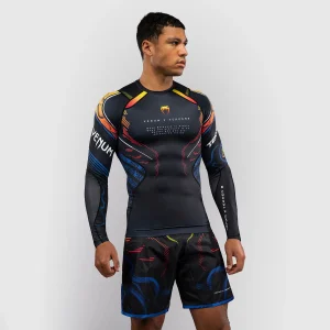 Rashguard Venum Tekken 8 Yoshimitsu maniche lunghe Nero-arancione