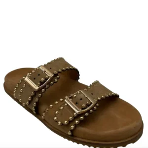 CIABATTA A DUE FASCE CON BORCHIE MIRROR MODE DONNA