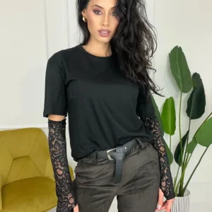 Shirt con manicotti pizzo