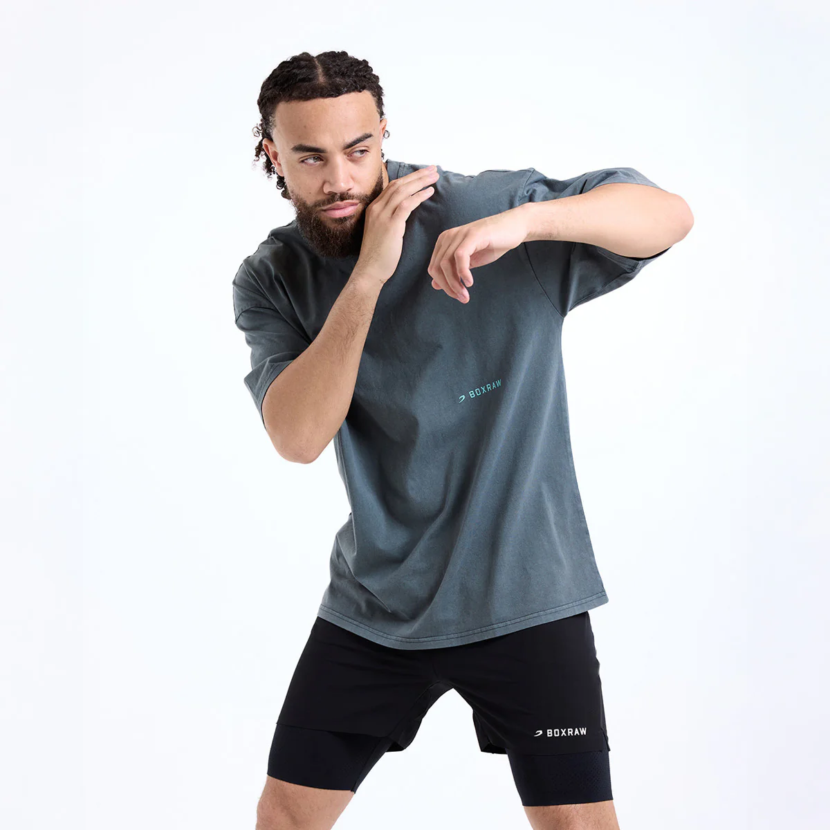 T-shirt Boxraw Sparring Club Oversize Grigio - immagine 4