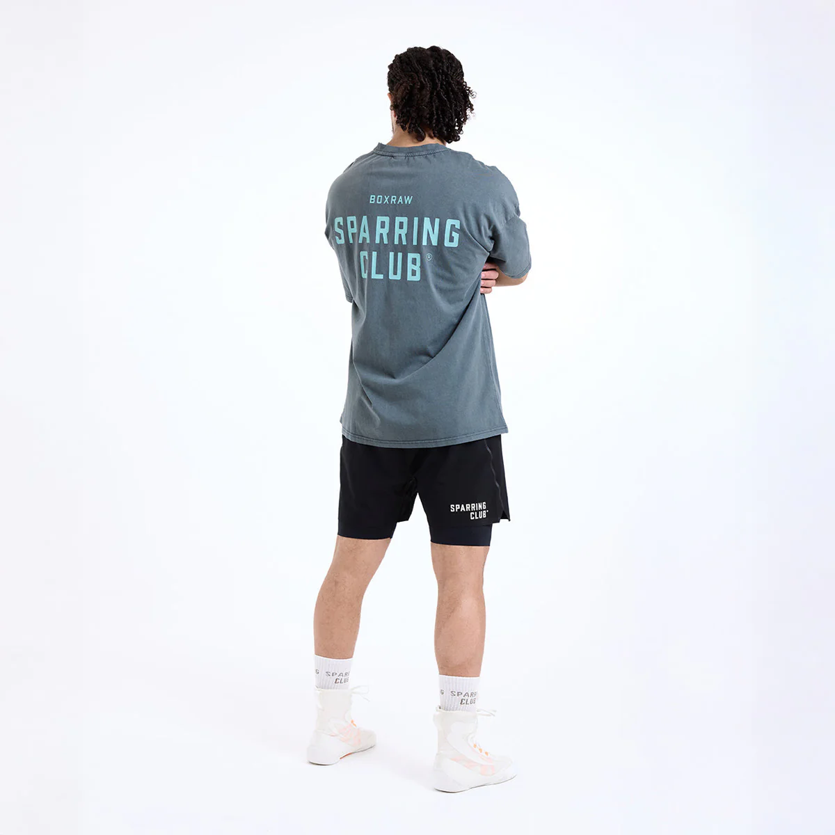 T-shirt Boxraw Sparring Club Oversize Grigio - immagine 8