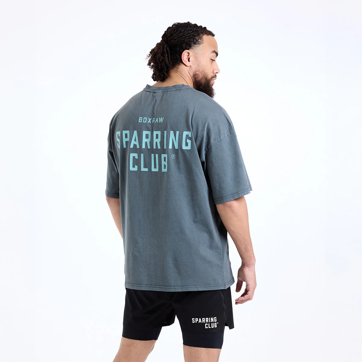 T-shirt Boxraw Sparring Club Oversize Grigio - immagine 3