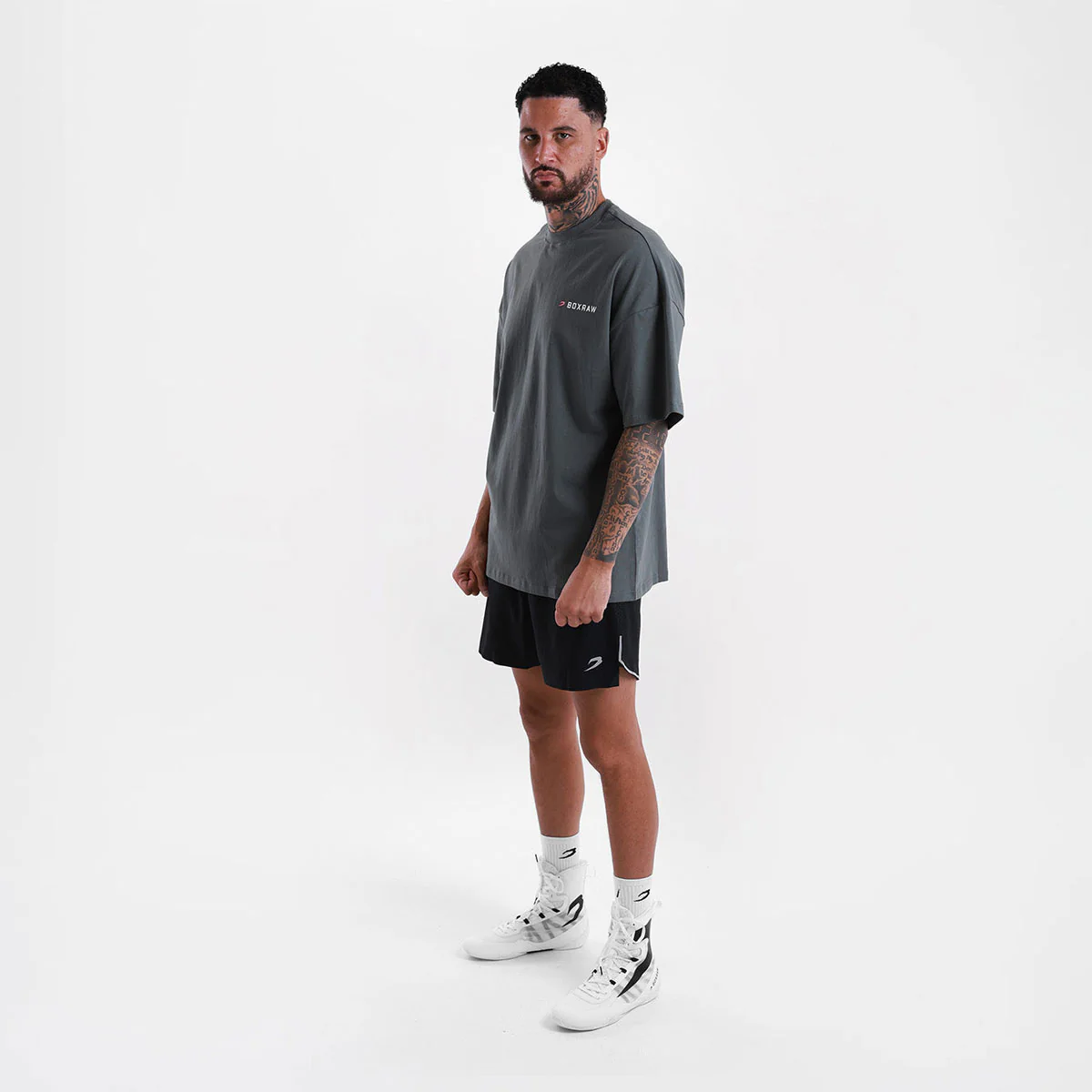 T-shirt Boxraw We Don't Play Boxing Oversize Grigio-rosa - immagine 5