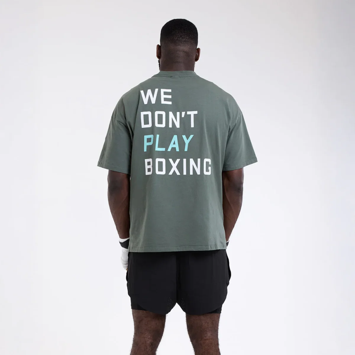 T-shirt Boxraw We Don't Play Boxing Oversize Verde - immagine 3