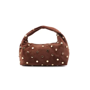 Tea borsa scamosciata con borchie oro