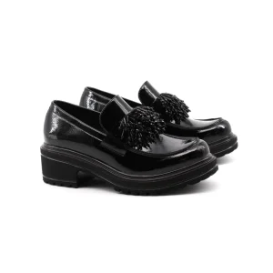 Mocassino donna in vernice con perline