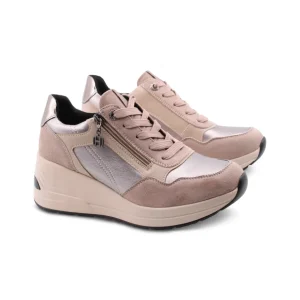 Sneaker zeppa con zip da donna