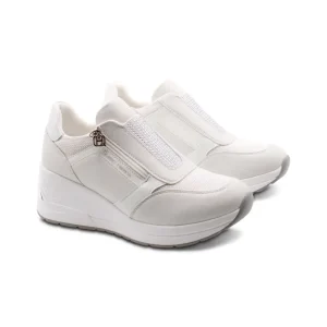 Sneaker zeppa gioiello con zip da donna