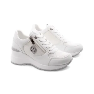 Sneaker bianca con zeppa da donna