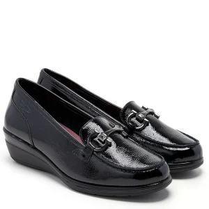 MOCASSINO CON ZEPPA IN VERNICE DECORATA CON FIBBIA 24HRS DONNA