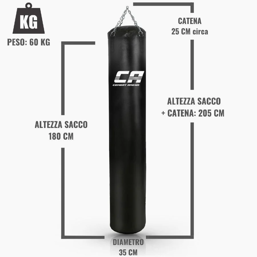 Sacco lungo Combat Arena Training PRO 60 Kg Nero - immagine 3